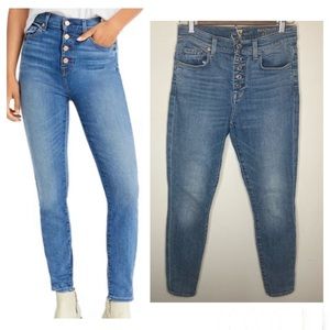 7 For All Mankind button fly high rise skinny jeans